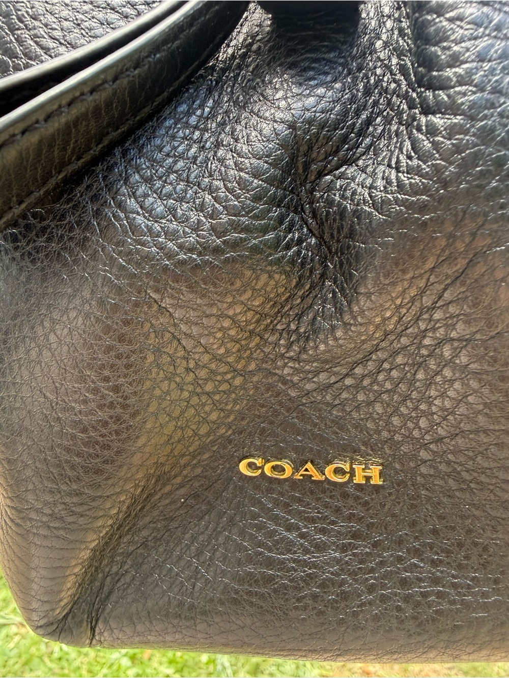 Coach Madison “Phoebe” 
Black Leather Shoulder Hobo with Gold-Tone Accents. - Picture 6 of 10